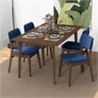 Aria Mid Century Modern Velvet Dining Room&Kitchen Chair in Blue (Set of 2)