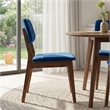 Aria Mid Century Modern Velvet Dining Room&Kitchen Chair in Blue (Set of 2)