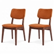 Aria Mid Century Velvet Dining Room&Kitchen Chair in Burnt Orange (Set of 2)
