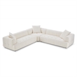 Kayzer Mid-Century Modern Ivory Boucle Fabric Corner Sofa