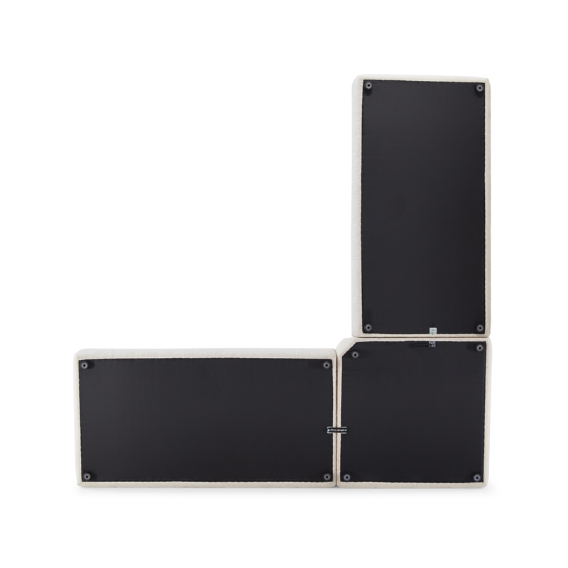 Kayzer Mid-Century Modern Ivory Boucle Fabric Corner Sofa