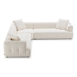 Kayzer Mid-Century Modern Ivory Boucle Fabric Corner Sofa