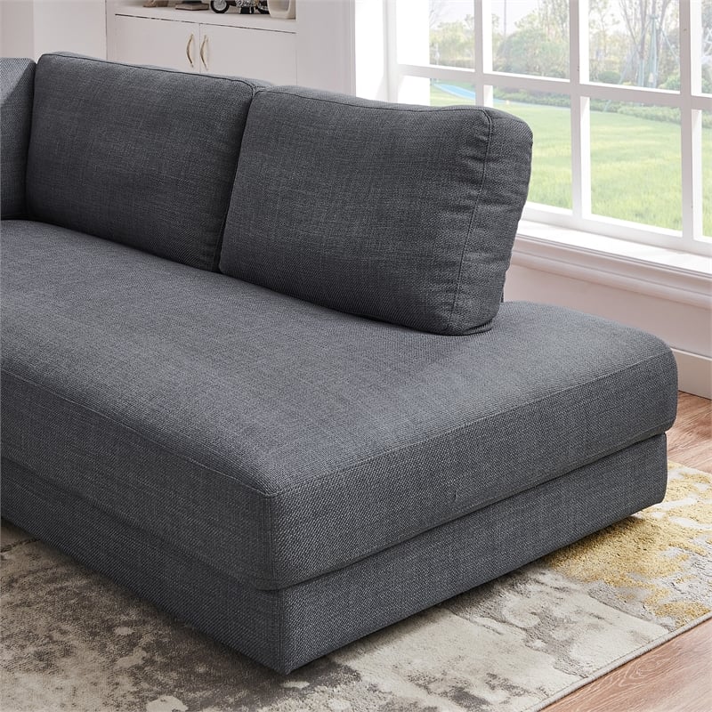 Griffith Modern Cozy Living Room Right Facing Gray Fabric Linen Sectional Sofa