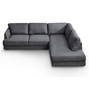 Griffith Modern Cozy Living Room Right Facing Gray Fabric Linen Sectional Sofa