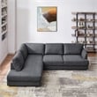 Griffith Modern Cozy Living Room Left Facing Gray Fabric Linen Sectional Sofa