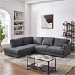 Griffith Modern Cozy Living Room Left Facing Gray Fabric Linen Sectional Sofa