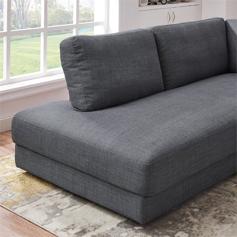 Griffith Modern Cozy Living Room Left Facing Gray Fabric Linen Sectional Sofa