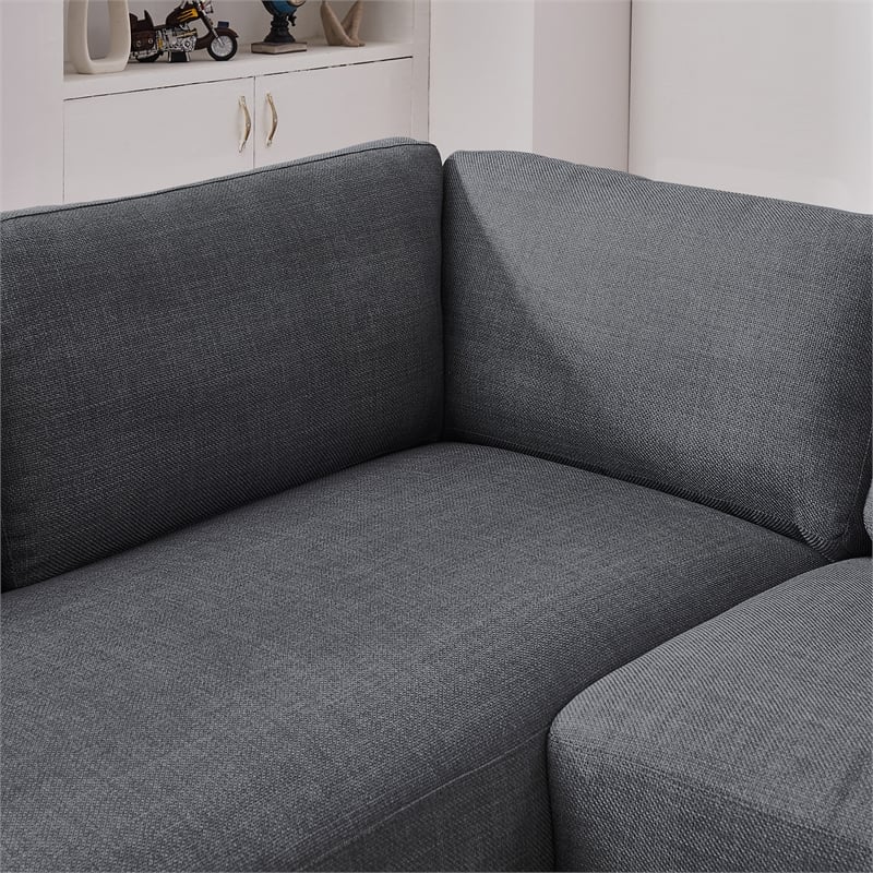 Griffith Modern Cozy Living Room Left Facing Gray Fabric Linen Sectional Sofa