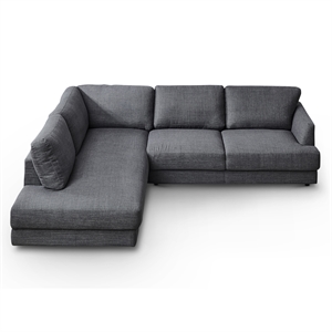 Griffith Modern Cozy Living Room Left Facing Gray Fabric Linen Sectional Sofa