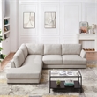 Griffith Modern Cozy Living Room Left Facing Cream Fabric Linen Sectional Sofa