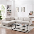 Griffith Modern Cozy Living Room Left Facing Cream Fabric Linen Sectional Sofa