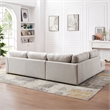 Griffith Modern Cozy Living Room Left Facing Cream Fabric Linen Sectional Sofa