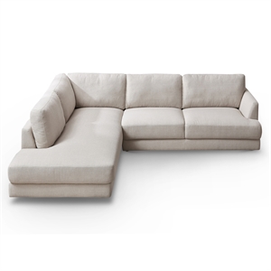 Griffith Modern Cozy Living Room Left Facing Cream Fabric Linen Sectional Sofa