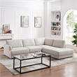 Griffith Modern Cozy Living Room Right Facing Cream Fabric Linen Sectional Sofa