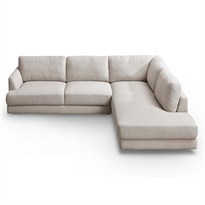 Griffith Modern Cozy Living Room Right Facing Cream Fabric Linen Sectional Sofa