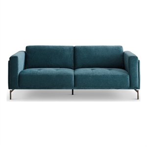 Ashcroft Sheridan Linen Fabric Upholstered Sofa in Blue