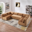 Glenmont Mid Century Modern Modular Cognac Tan Velvet Comfy Sectional Couch