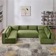 Glenmont Mid Century Modern Modular Olive Green Velvet Comfy Sectional Couch