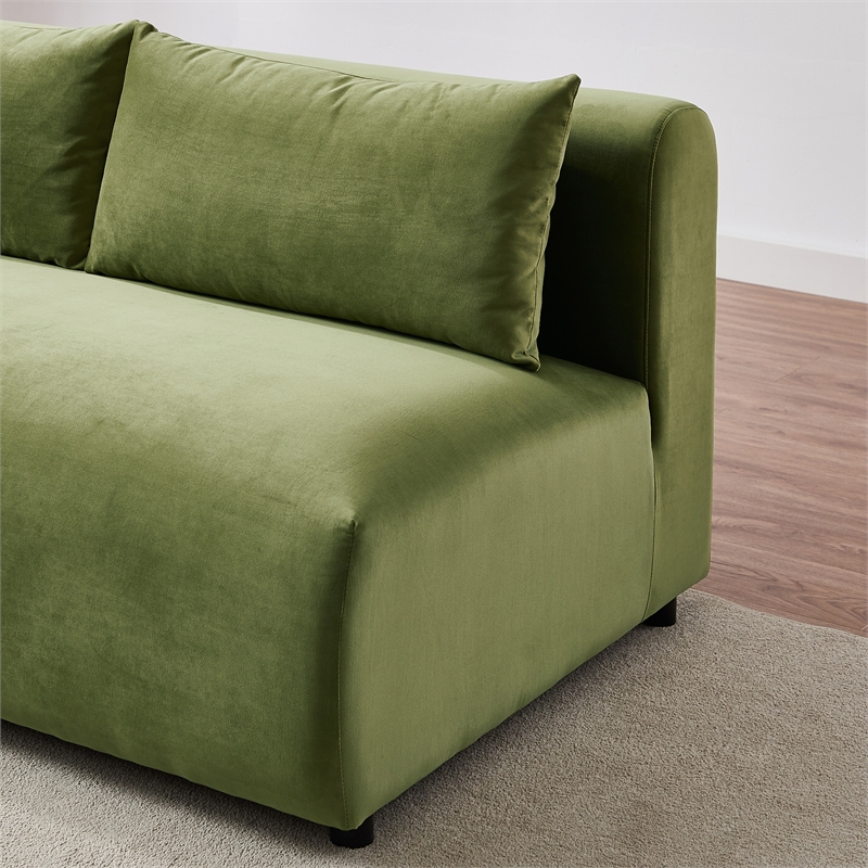 Glenmont Mid Century Modern Modular Olive Green Velvet Comfy Sectional Couch
