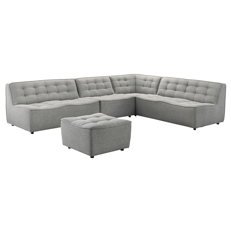 Orchard Mid Century Furniture Style Living Room Linen Fabric Sofa in Light Gray
