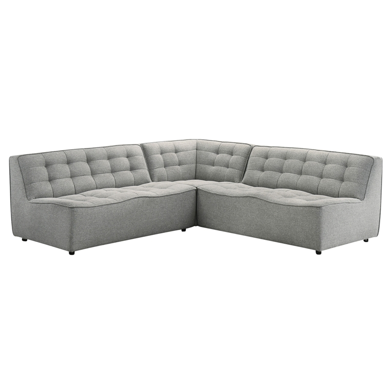 Orchard Mid Century Furniture Style Living Room Linen Fabric Sofa in Light Gray