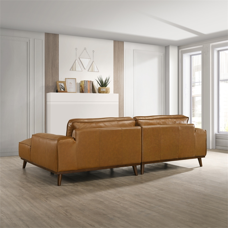Oasis Modern Design Top Grain Leather Right-Faced Sectional Sofa in Tan