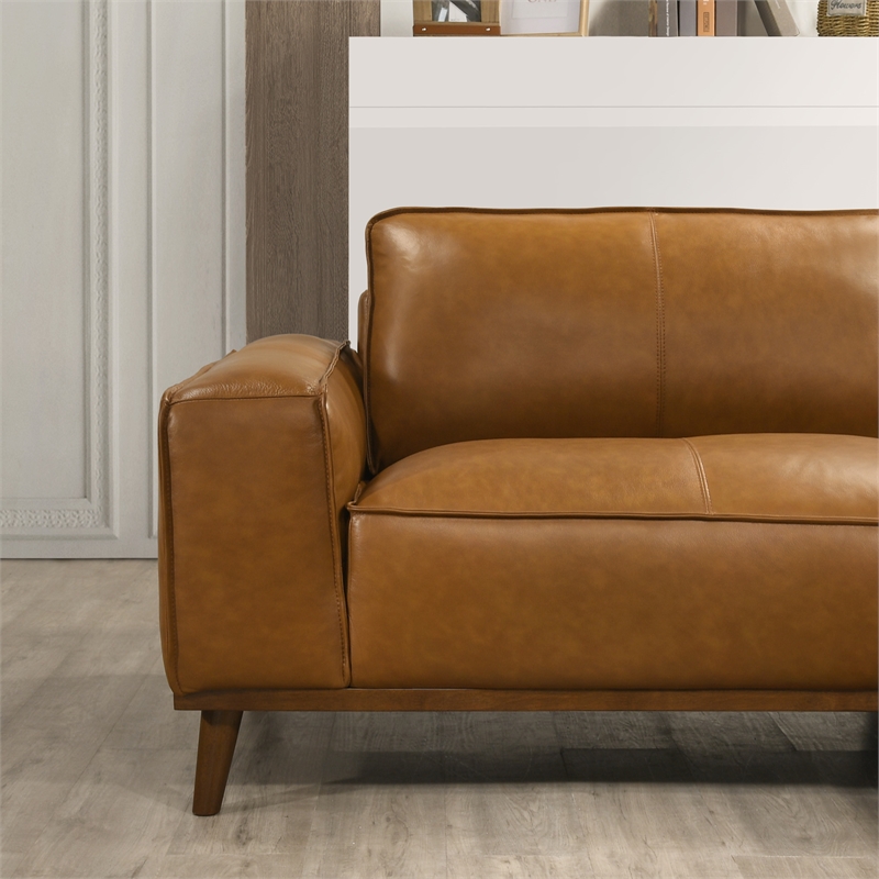 Oasis Modern Design Top Grain Leather Right-Faced Sectional Sofa in Tan
