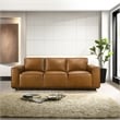 Bannerman Mid Century Modern Furniture Style Living Room Leather Sofa in Tan