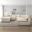 Fremont Mid Century Modern Modular Ivory Velvet Comfy Sectional Couch