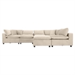 Fremont Mid Century Modern Modular Ivory Velvet Comfy Sectional Couch