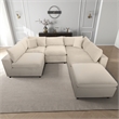 Fremont Mid Century Modern Modular Ivory Velvet Comfy Sectional Couch