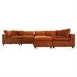 Fremont Mid Century Modern Modular Orange Velvet Comfy Sectional Couch