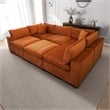 Fremont Mid Century Modern Modular Orange Velvet Comfy Sectional Couch