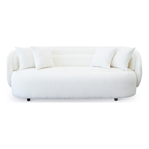 Royalton Living Room Modern Boucle Fabric Upholstered Sofa in Ivory