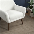 Camille Mid-Century Modern Fabric Upholstered Armchair in White