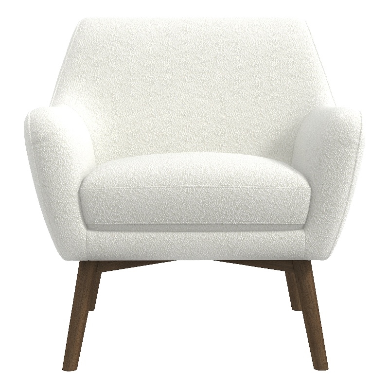 Camille Mid-Century Modern Fabric Upholstered Armchair in White