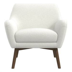 Camille Mid-Century Modern Fabric Upholstered Armchair in White