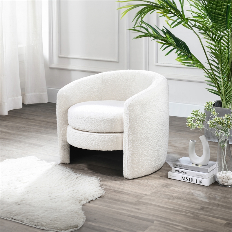 Allende Upholstered Mid-Century Fabric Accent Armchair in White