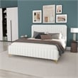 Angelou Upholstered Mid-Century Fabric King Size Platform Bed in Cream