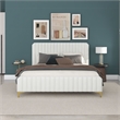 Angelou Upholstered Mid-Century Fabric King Size Platform Bed in Cream
