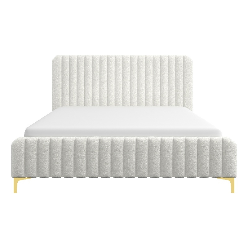 Angelou Upholstered Mid-Century Fabric King Size Platform Bed in Cream