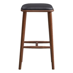 Westport 29.72&quot Mid-Century Leather Bar Stool in Black
