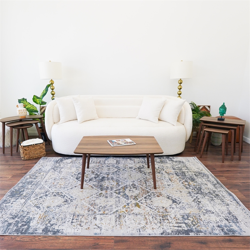 Reid Mid-Century Solid Wood Coffee Table with Angled Legs in Walnut