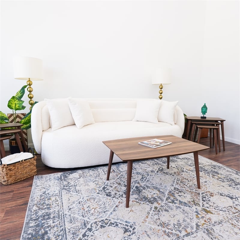 Reid Mid-Century Solid Wood Coffee Table with Angled Legs in Walnut