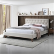 Wyatt Upholstered Fabric King Size Platform Bed in Light Beige