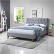 Wyatt Upholstered Fabric Queen Size Platform Bed in Light Gray