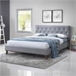Wyatt Upholstered Fabric King Size Platform Bed in Light Gray