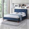 Wyatt Upholstered Fabric Queen Size Platform Bed in Navy Blue