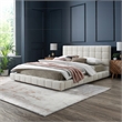 Claire Upholstered Mid-Century Fabric Queen Platform Bed in Ivory