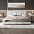 Claire Upholstered Mid-Century Fabric King Platform Bed in Ivory